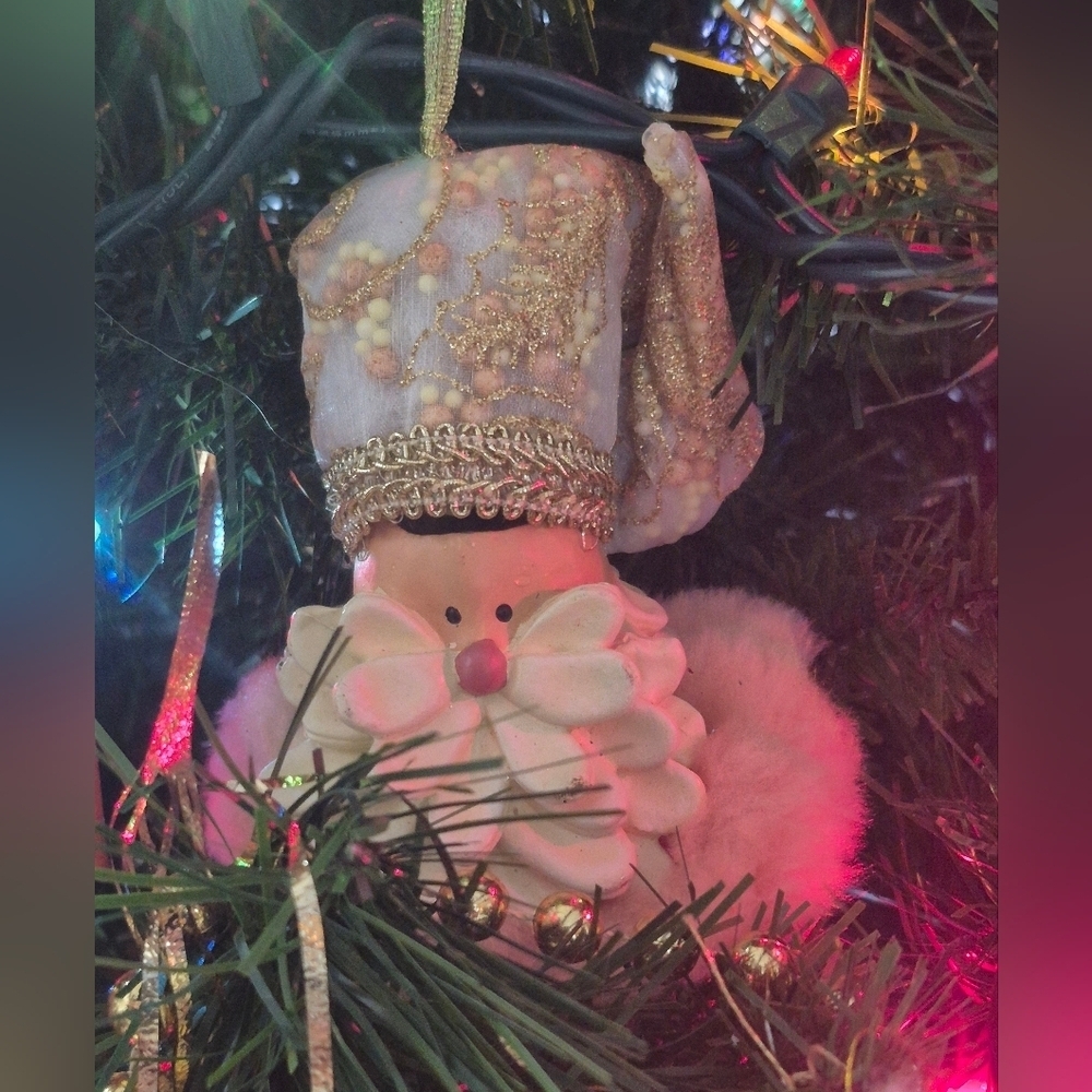 Santa Claus Christmas Ornament with Gold Accents